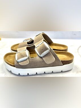 Brand New!! Project Cloud Suede Double-Buckle Sandal in Taupe